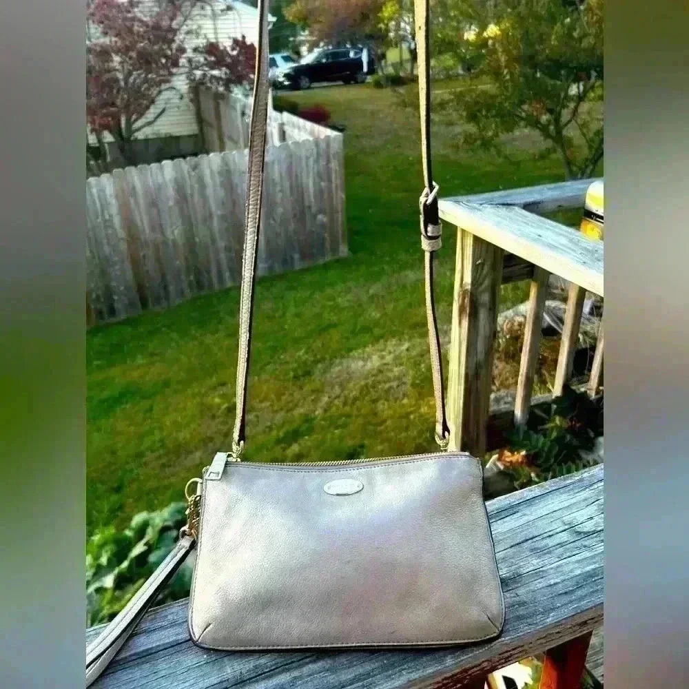 COACH Lyla Gray Pebbled Leather Crossbody Bag With Hangtag And Nickel Accents